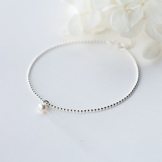 Anklet Female Simple Light Bead Small Silver Ball Anklet Pearl Anklet