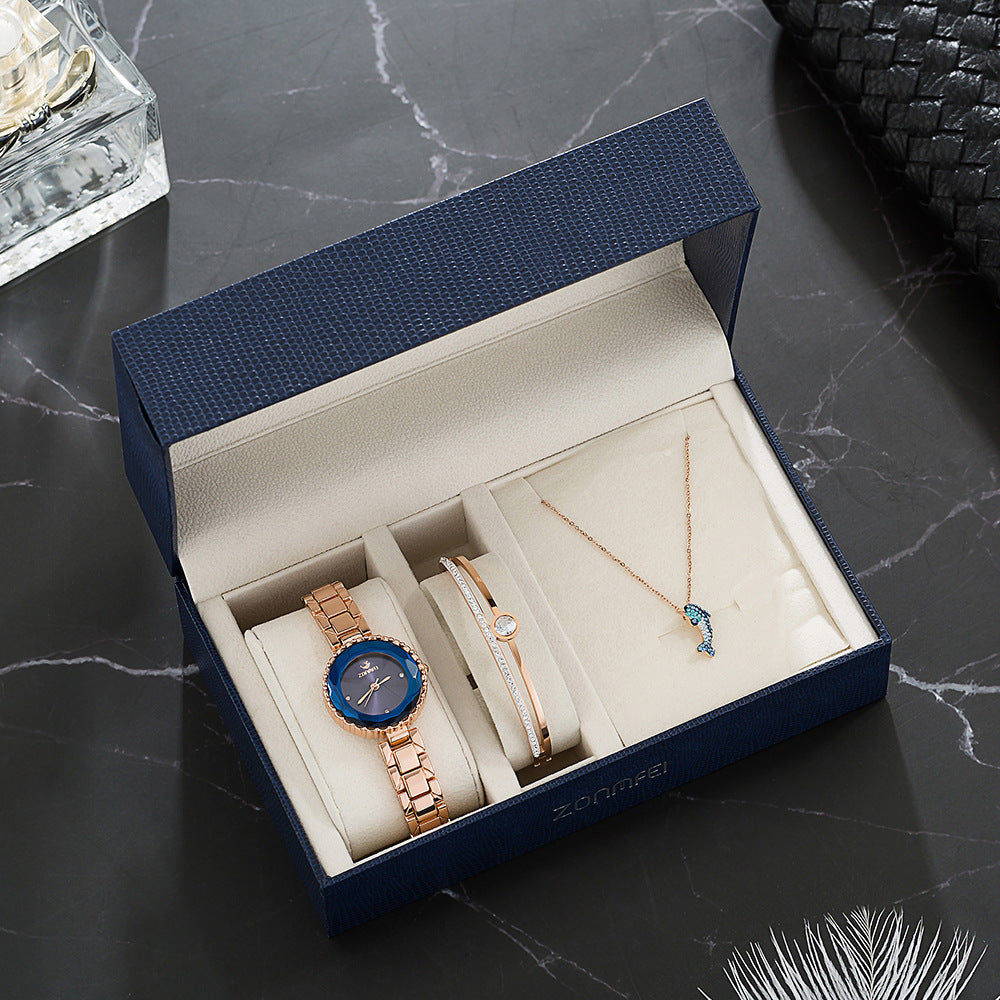 Watch Set Women Luxury Bracelet Necklace Gift
