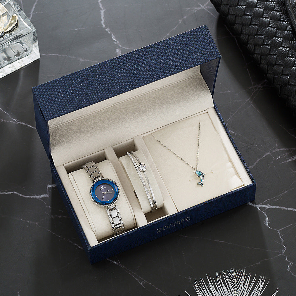 Watch Set Women Luxury Bracelet Necklace Gift
