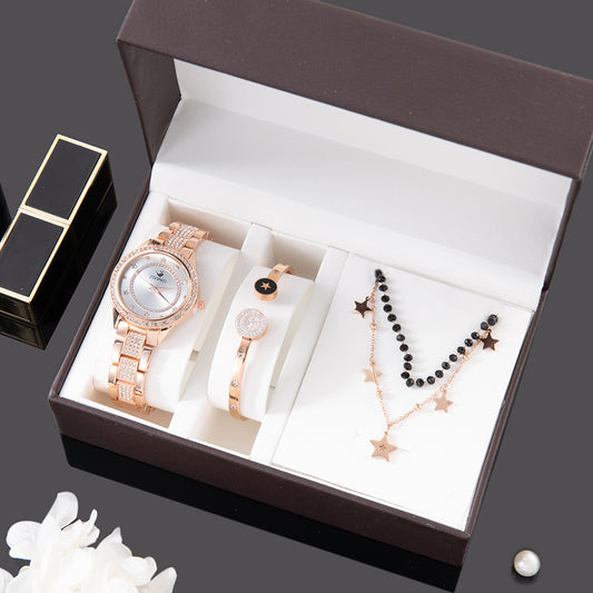Quartz Watch Fashion Women's Casual Watch Bracelet Necklace Gift Box Set
