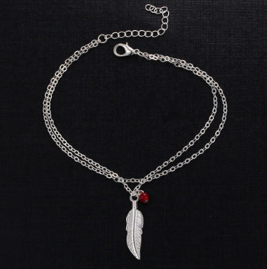 Double layer ladies feather anklet