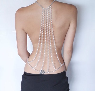 Ladies Pearl body chain front and back