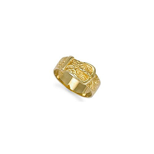 Men's Solid 9ct Yellow Gold Single Buckle Ring