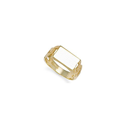 Jewelco London Men's Solid 9ct Yellow Gold Curb Link Rectangular Signet Ring