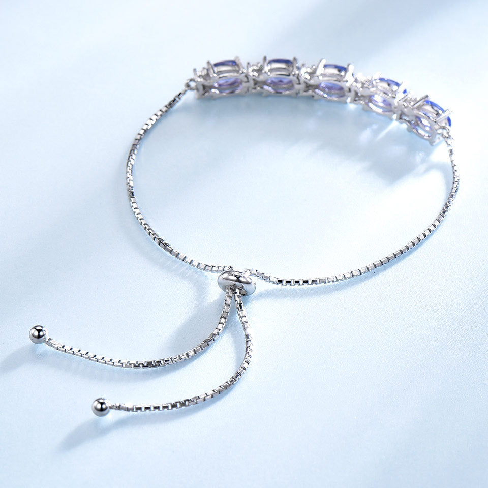 Bracelets For Women Gemstone Blue Topaz Adjustable Chain Link