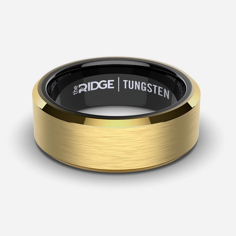 The Ridge 24 Karat Gold Plated Beveled Ring Comfort Fit Wedding Band - 13.5