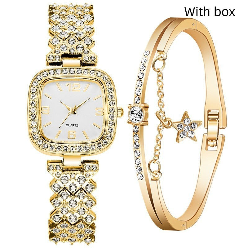 Women's Diamond Watch Bracelet Two-piece Set