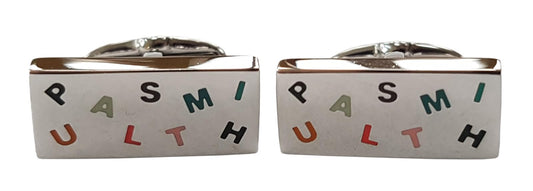 Paul Smith Multicolour Letters Logo Cufflinks,Silver