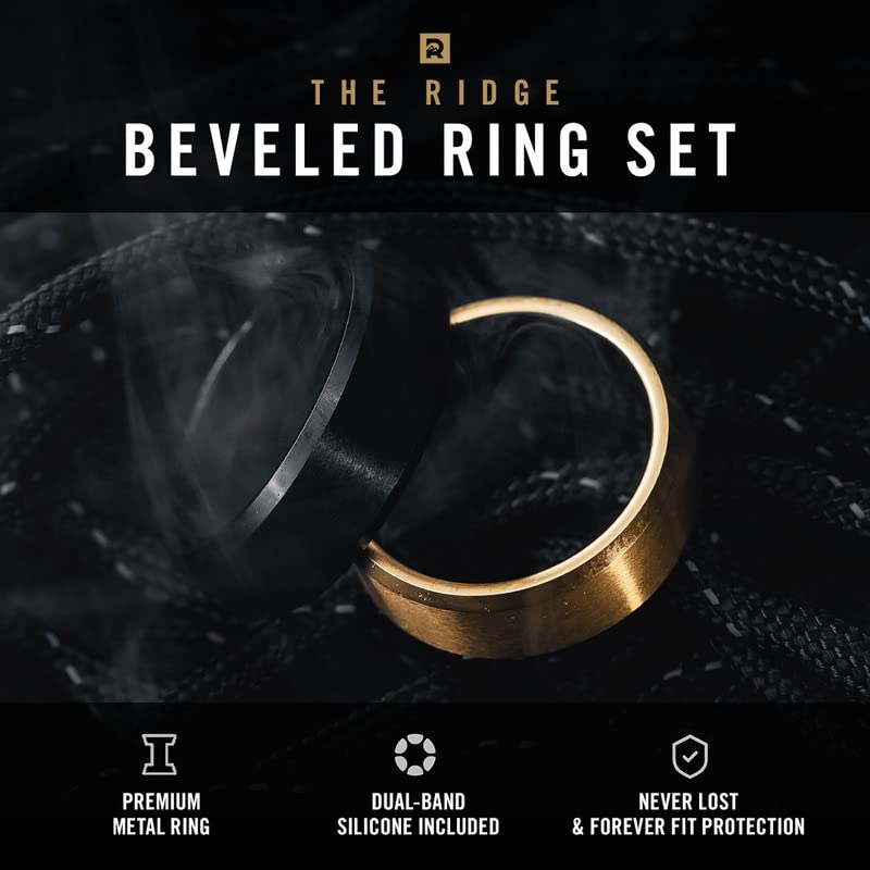 The Ridge 24 Karat Gold Plated Beveled Ring Comfort Fit Wedding Band - 13.5