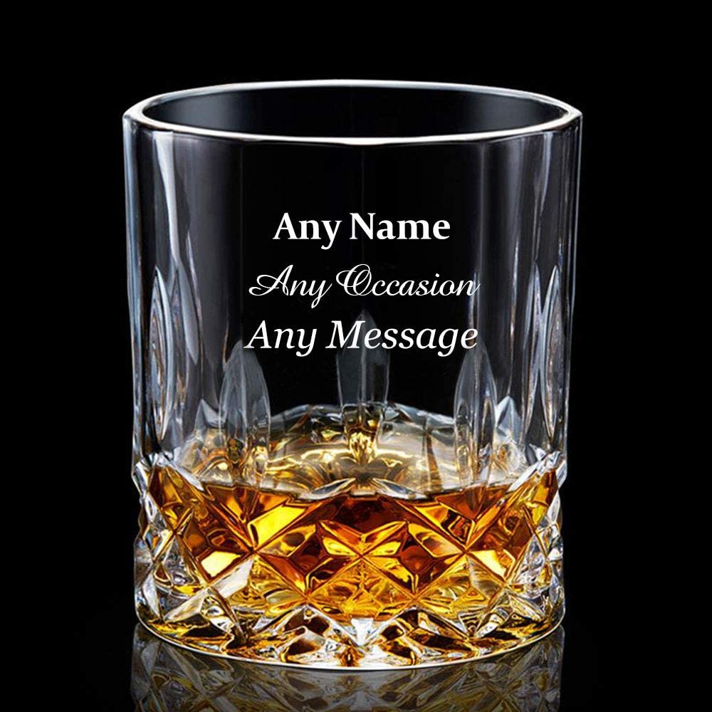 Personalised Engraved Whiskey Tumbler Glass 7oz Anniversary Wedding Gift for Men Dad Best Man