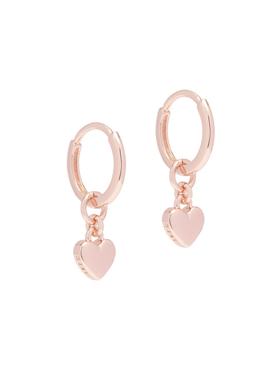Ted Baker Harrye Tiny Heart Huggie Hoop Earrings For Women (Rose Gold)