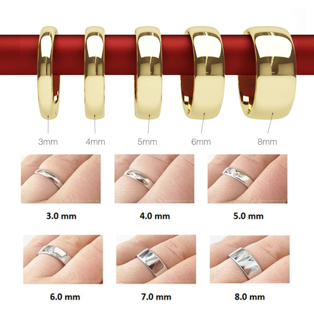 Men Wedding Band Engagement Ring Titanium Ring Dome Shape Promise Ring 6mm Size T 1/2