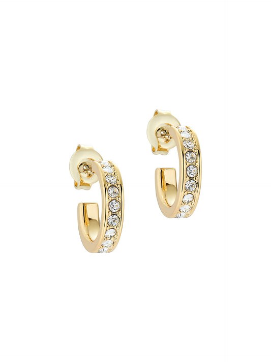 Ted Baker Seenita Mini Crystal Huggie Hoop Earrings for Women (Gold/Crystal)