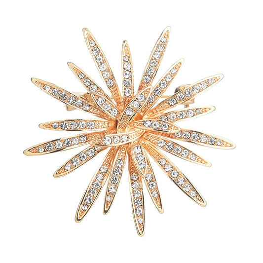 Sun Flower Brooch Jewelry For Women，Gold Tone Austria Rhinestone Crystal Brooch Pins Jewelry