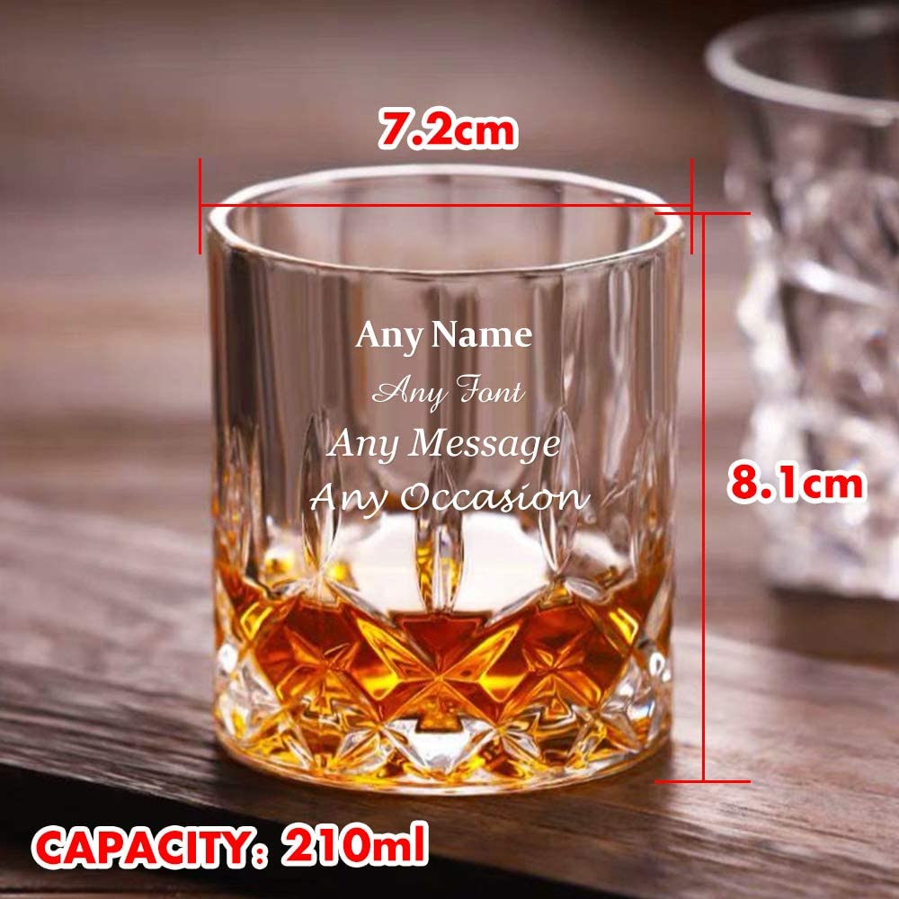 Personalised Engraved Whiskey Tumbler Glass 7oz Anniversary Wedding Gift for Men Dad Best Man