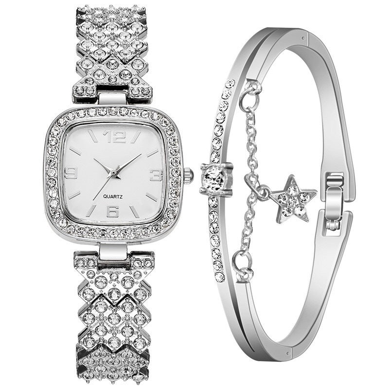 Women's Diamond Watch Bracelet Two-piece Set