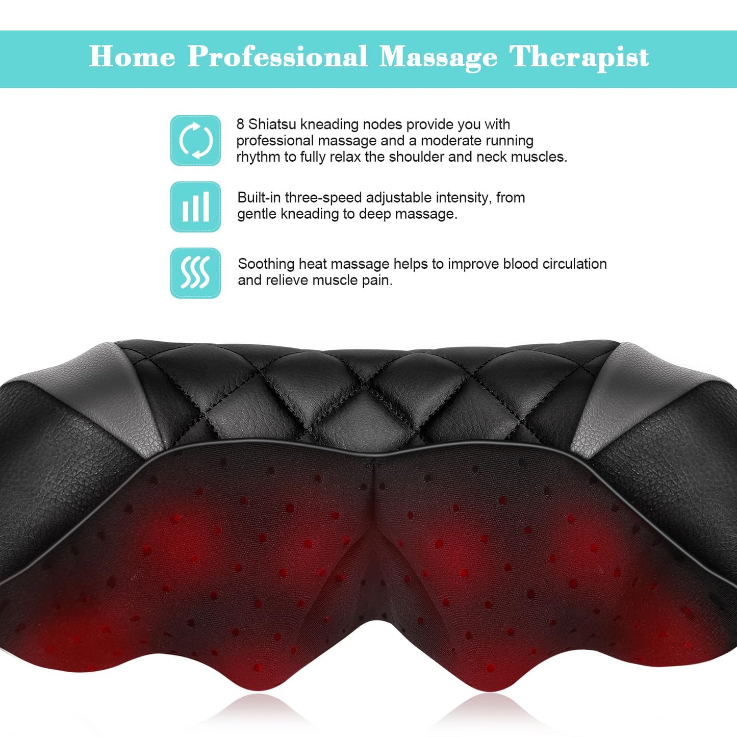 WOQQW Shiatsu Back Neck and Shoulder Massager with Heat - Gifts for Women/Men/Mom/Dad - Electric Deep Tissue 4D Kneading Massager Gifts for Valentine, Mother's Day, Father's Day, Birthday