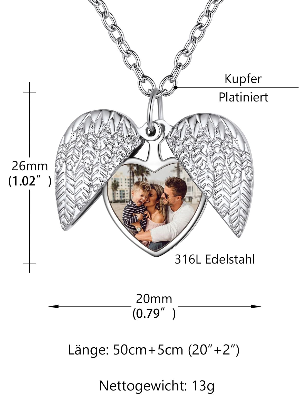 Personalised Locket Necklace Customised Photo Heart Pendant Necklaces Gift Picture and Text Engraving Jewelry for Women Girlfriend