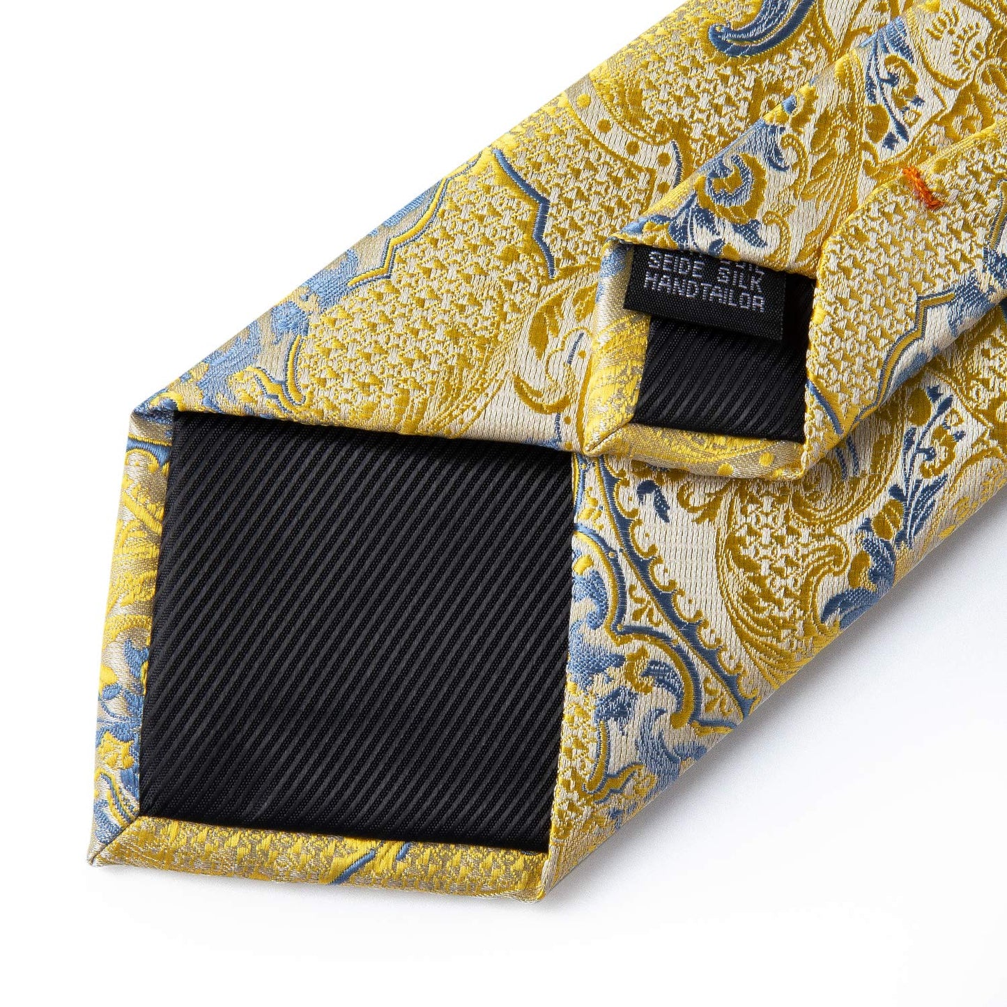 Tie for Men Yellow Tie set and Lapel Pin Brooch Woven Handkerchief Cufflinks Wedding Formal Business