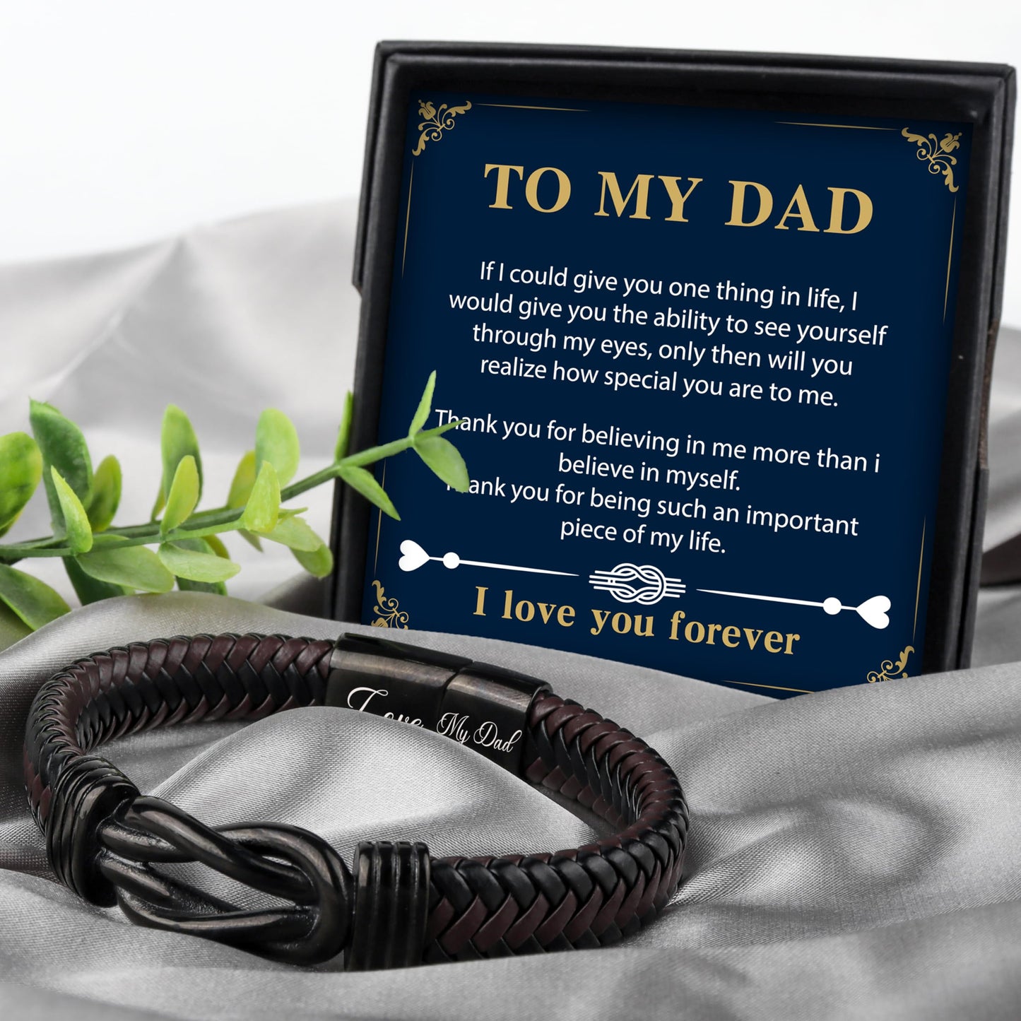 Shoppawhile Gifts for Dad Mens Leather Bracelet Dad Fathers Day Birthday Gifts from Daughter Son Unique Presents for Dad Christmas