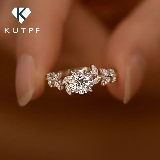 1carat Leaf Moissanite Diamond Engagement Rings for Women 925 Sterling Silver Plated 18k White Gold Wedding Band Promise Ring