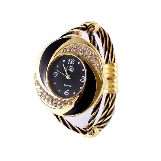 Diamond bracelet with braided watch