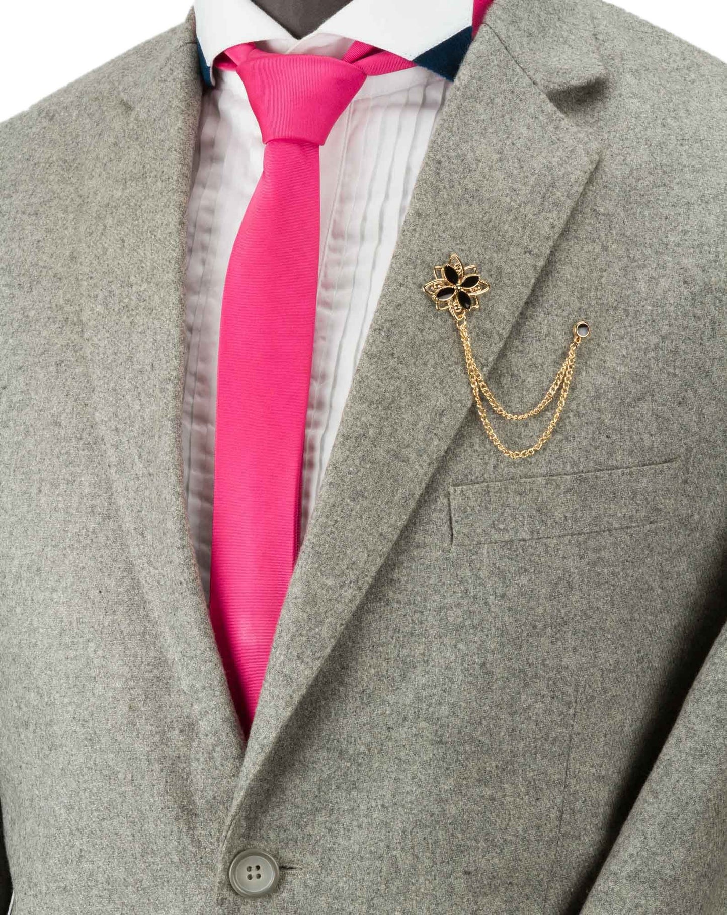 Knighthood Spiral Star with Hanging Chain Badge Coat Suit Wedding Gift Party Shirt Collar Accessories Brooch for Men Golden