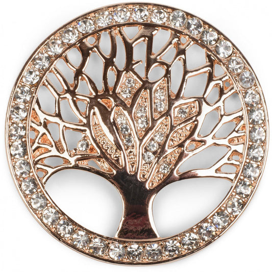 Tree of Life Magnetic Jewellery Pendant for Scarves, Shawls or Ponchos with Rhinestones, Brooch, Ladies 05050029, Color:Rose Gold