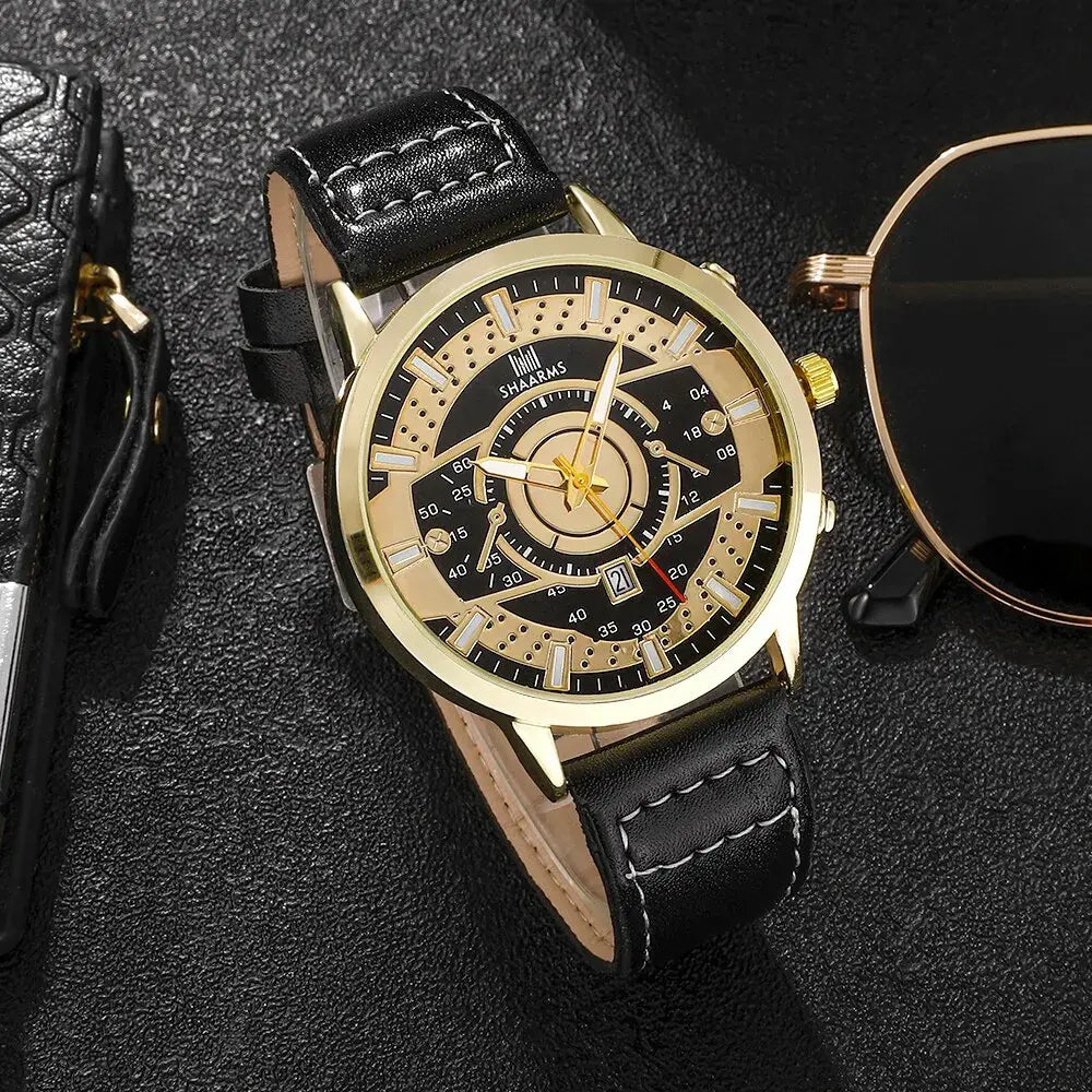 Mens Watches Leather Quartz Wrist Watch Man Business Watch Calendar Date Luminous Male Casual Bracelet Clock Relogio Masculino