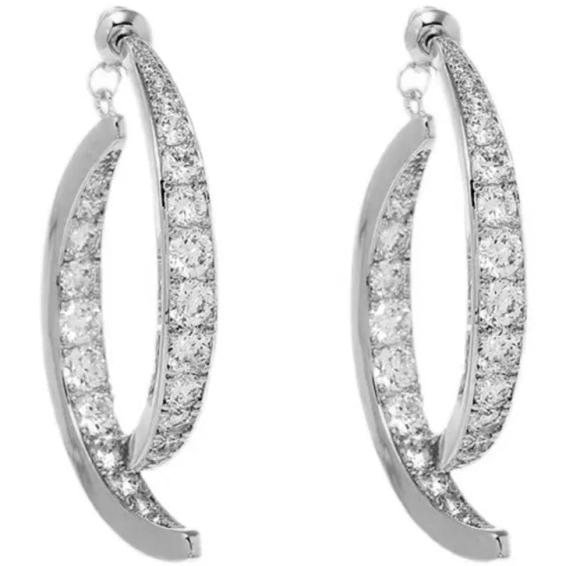 Ladies Trendy Cross Curved Crystal Earrings