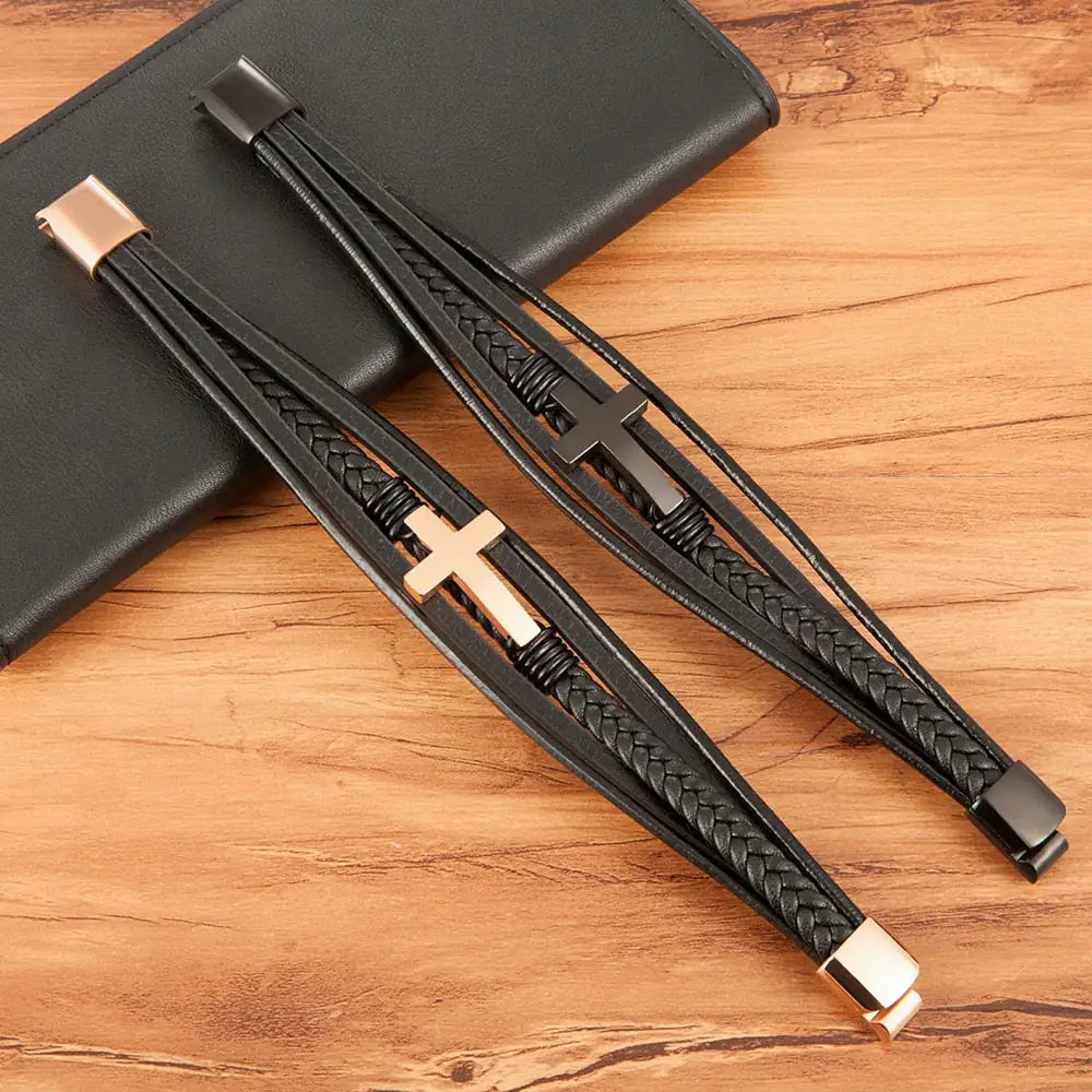 Men's Crucifix Magnetic Bracelets