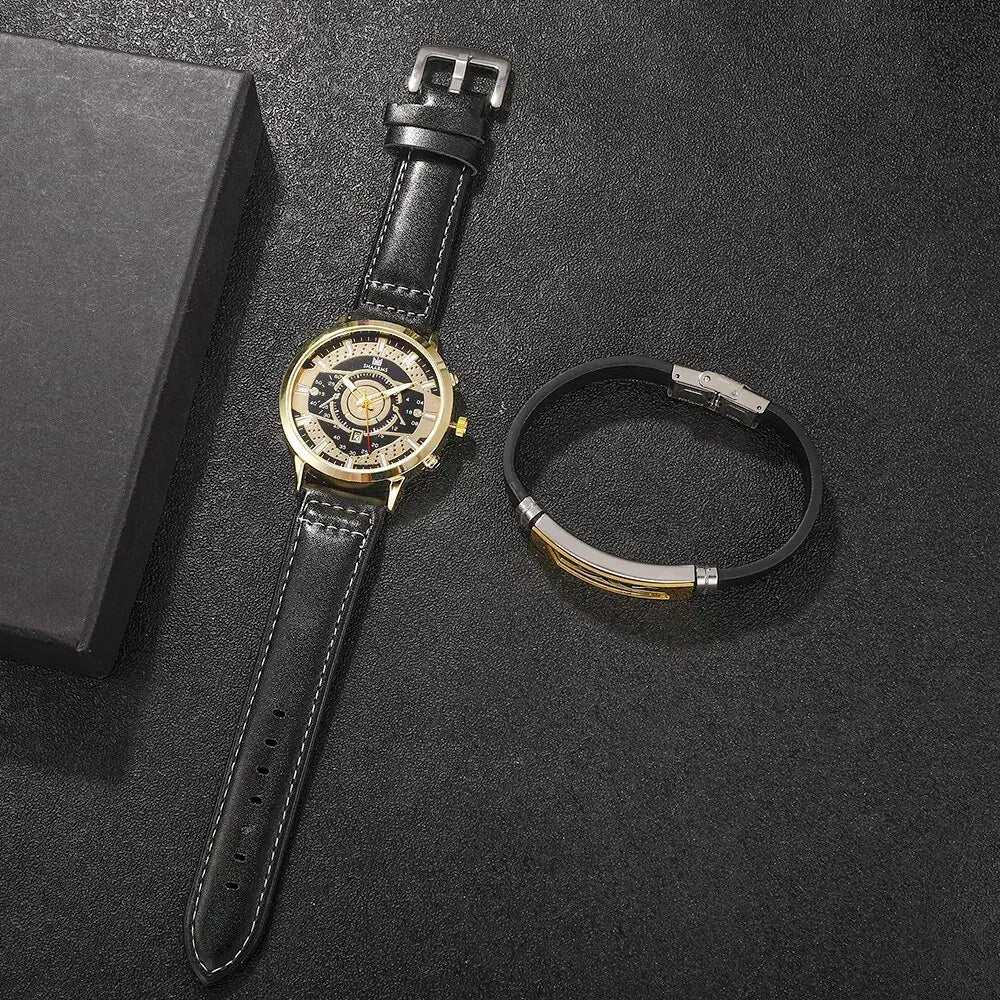 Mens Watches Leather Quartz Wrist Watch Man Business Watch Calendar Date Luminous Male Casual Bracelet Clock Relogio Masculino