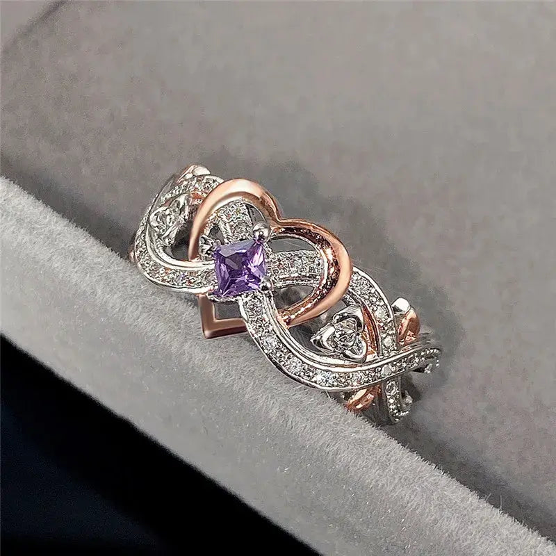 Creative Women's Heart Rings with Romantic Rose Flower Design Wedding Engagement Love Rings Hot Sale Aesthetic Jewelry