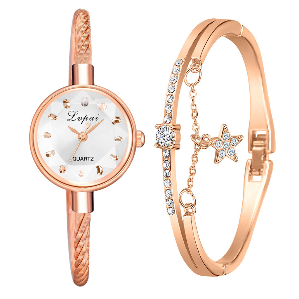 Gradient Color Ladies' Bracelet Style Combination Set Watch