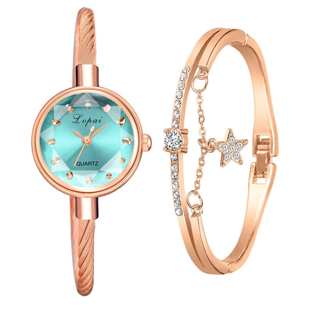 Gradient Color Ladies' Bracelet Style Combination Set Watch