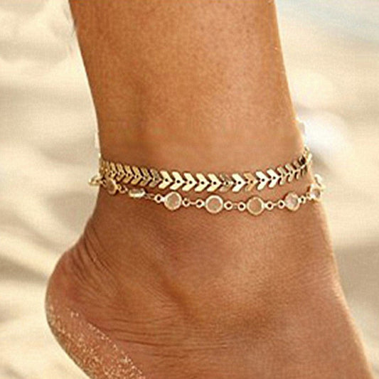 Anklet Popular Double Crystal Chain
