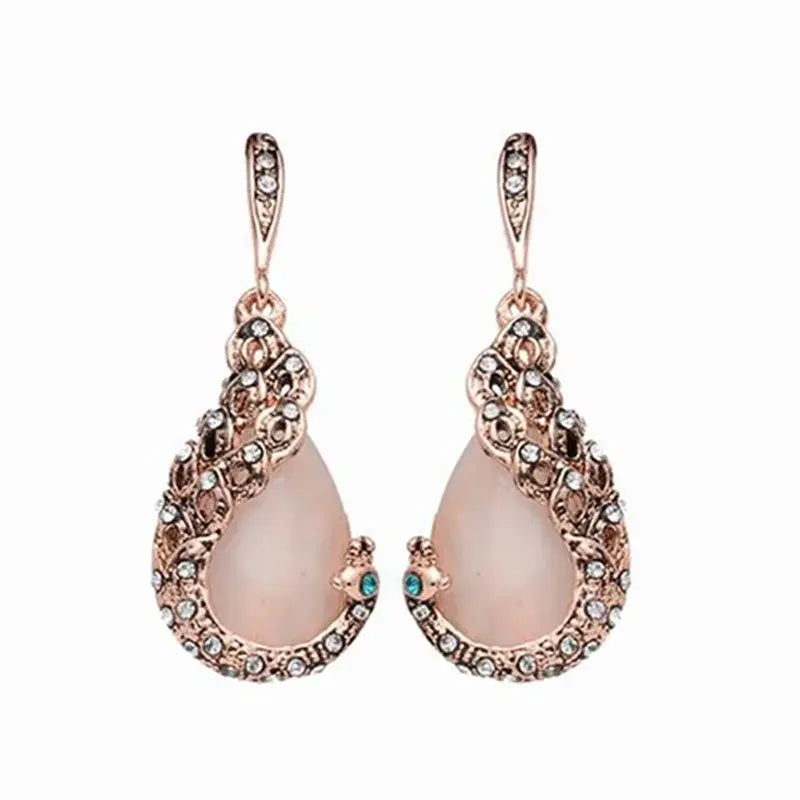 3pcs/set Jewellery Sets Women Elegant Waterdrop Rhinestone Pendant Necklace Hook Earrings Set