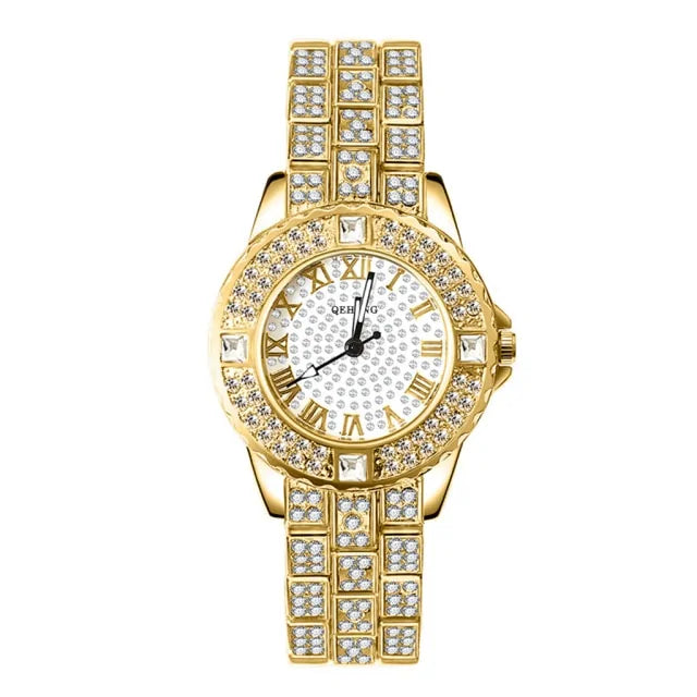 Men Diamond Crystals Watch and Bracelet Set